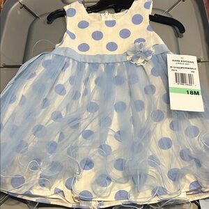 Girls 18 month dress polka dots tulle periwinkle diaper cover bloomer new nwt